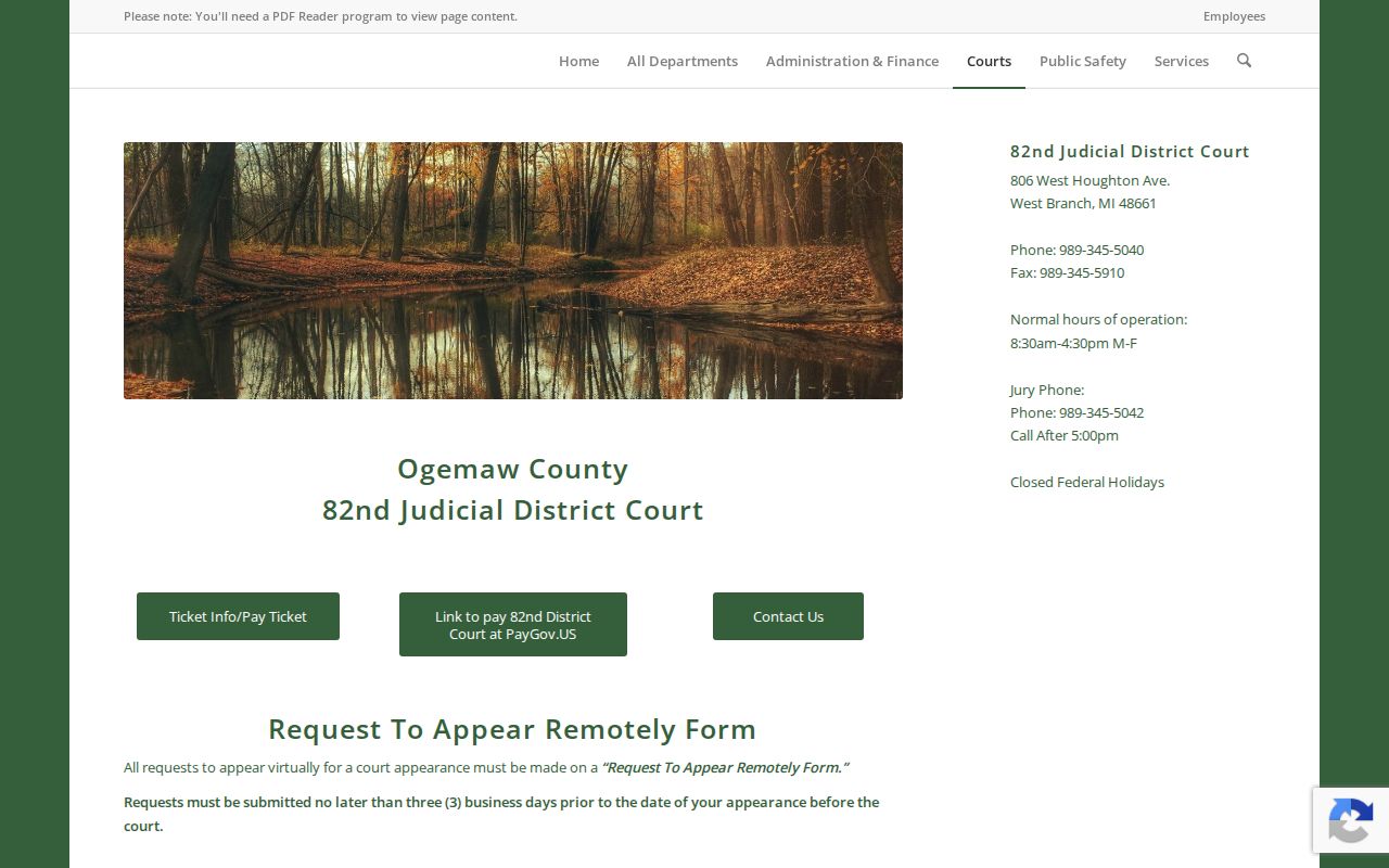 Ogemaw County criminal case records at the 82nd District Court