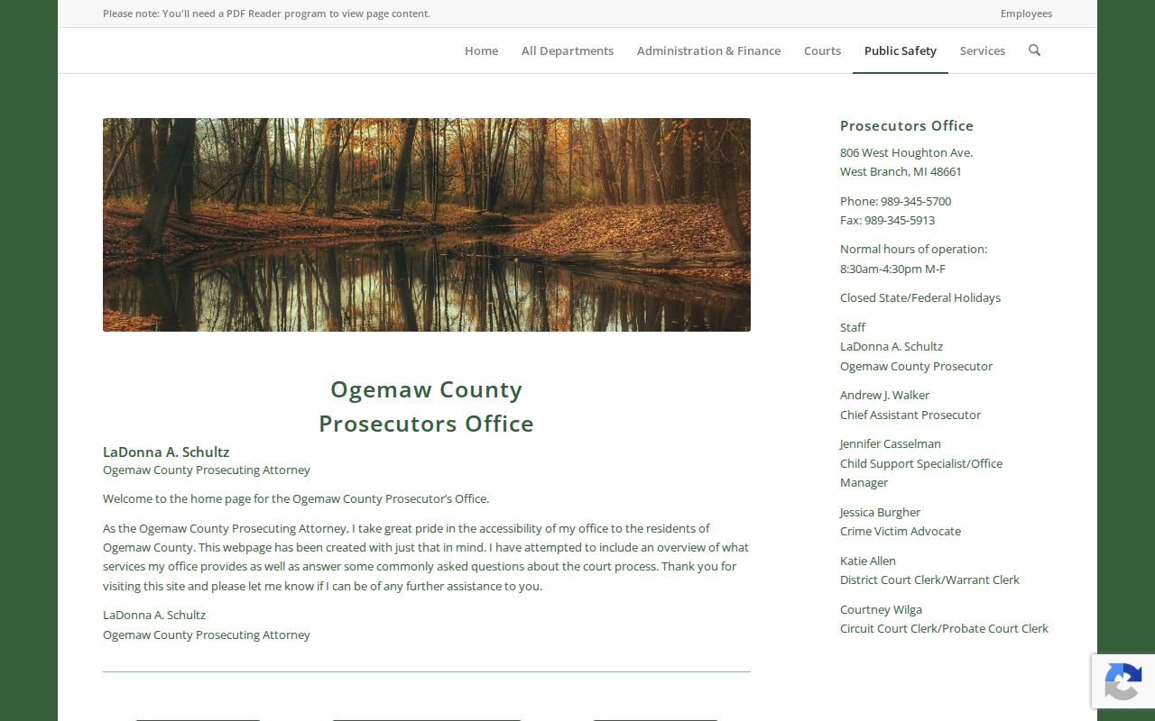 Ogemaw County criminal case prosecutor office structure
