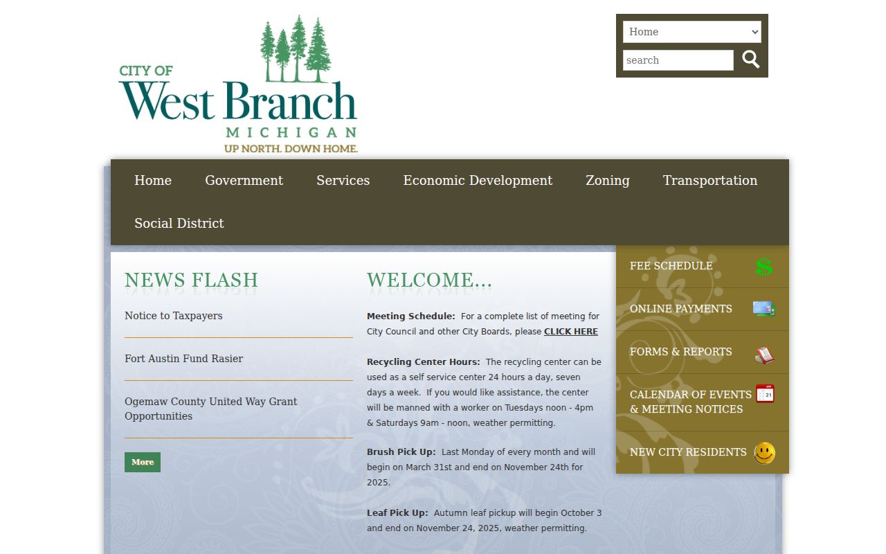 West Branch city setting for local criminal history offices